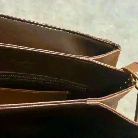 Chic de Paris Leather Shoulder Bag Snake Skin Adjustable Strap Gold 11x8 - Picture 10 of 10